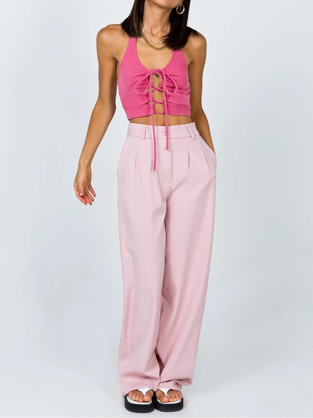 Princess Polly Blush Pink Wide-Leg Trousers